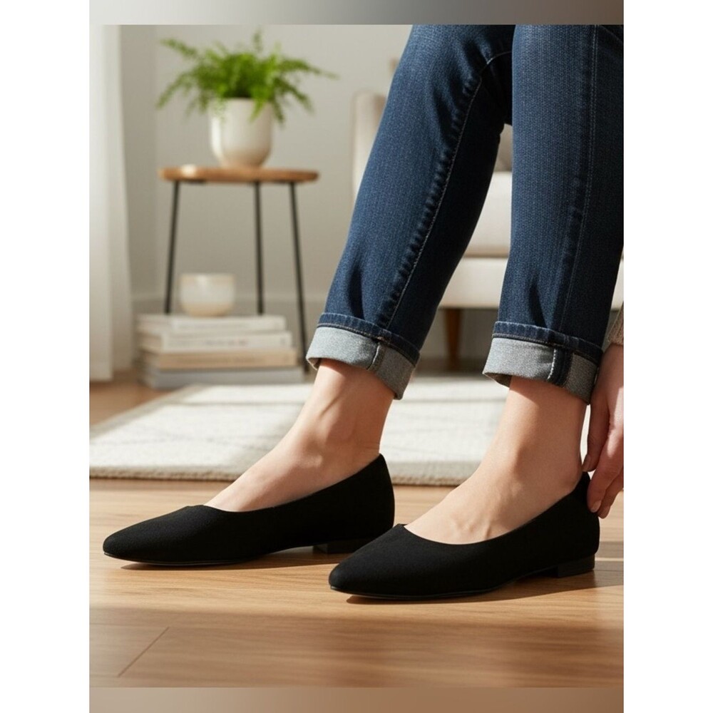 A New Day Women's Black Corinna Pointed Toe Ballet Flats